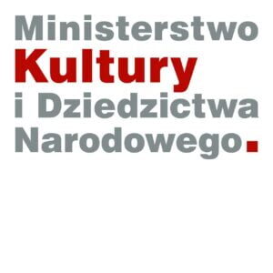 logo Ministerstwa Kultury i Dziedzictwa Narodowego - szaro czerwony zapis nazwy
